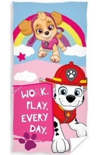 Osuška Tlapková Patrola Nejdřív práce potom zábava 70x140 cm