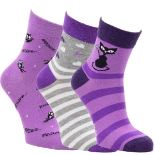 VIO dětské barevné bavlněné vzorované hokejové ponožky holka - 3 páry - 8102224 