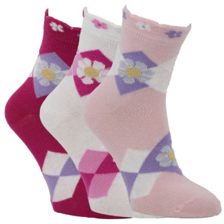 VIO dívčí bavlněné elastické ponožky s ozdobným lemem mix - 81026 - 3 páry