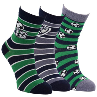 VIO chlapecké bavlněné elastické vzorované fotbalové ponožky kluk - 81031 - 3 páry