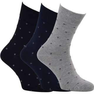 Zdravé ponožky klasické pánské bambusové vzorované oblekové ponožky elastan 3D mix - 71044X - 3 páry