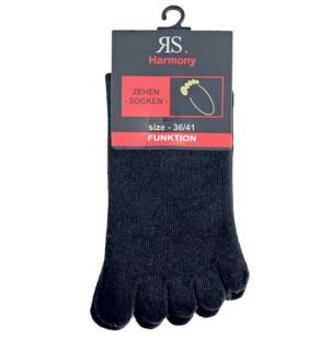 RS unisex bavlněné jednobarevné prstové ponožky černá - 55516 - 2 páry