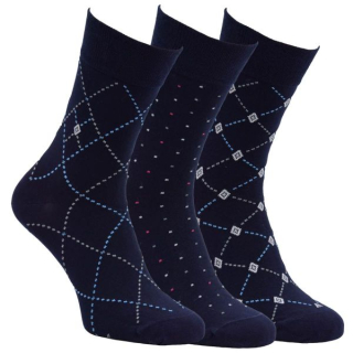 Zdravé ponožky pánské bavlněné jednobarevné elastické zdravotní společenské ponožky mix - 71018 - 3 páry