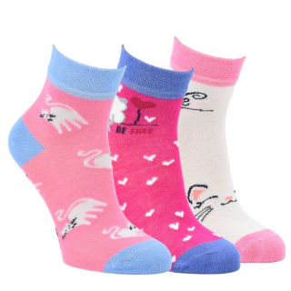 VIO dětské barevné bambusové vzorované elastické ponožky mix2 - 81018 - 3 páry