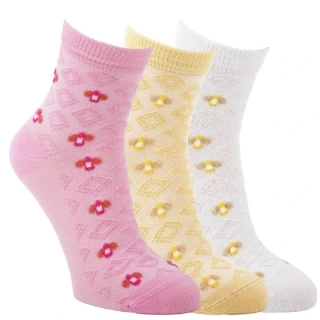 RS dětské jednobarevné bavlněné elastické krajkové ponožky mix - 8102525 - 3 páry