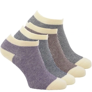 Zdravé ponožky dámské bavlněné proužkované elastické sneaker ponožky mix - 6402725 - 4 páry