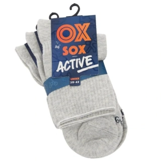 OXSOX Active bavlněné jednobarevné zkrácené antibakteriální ponožky Siltex mix6 - 93007 -3 páry