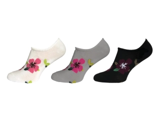 Dámské bambusové ponožky NOVIA | do tenisek 3 páry - KYTIČKY - I-7